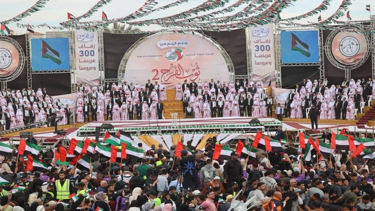 حملة الفارس الشهم 3 تقيم العرس الجماعي ثوب الفرح 2 في غزة